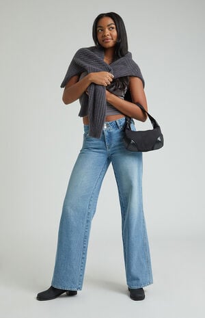 Casey Low Rise Baggy Jeans Double Button Medium Indigo image number 1