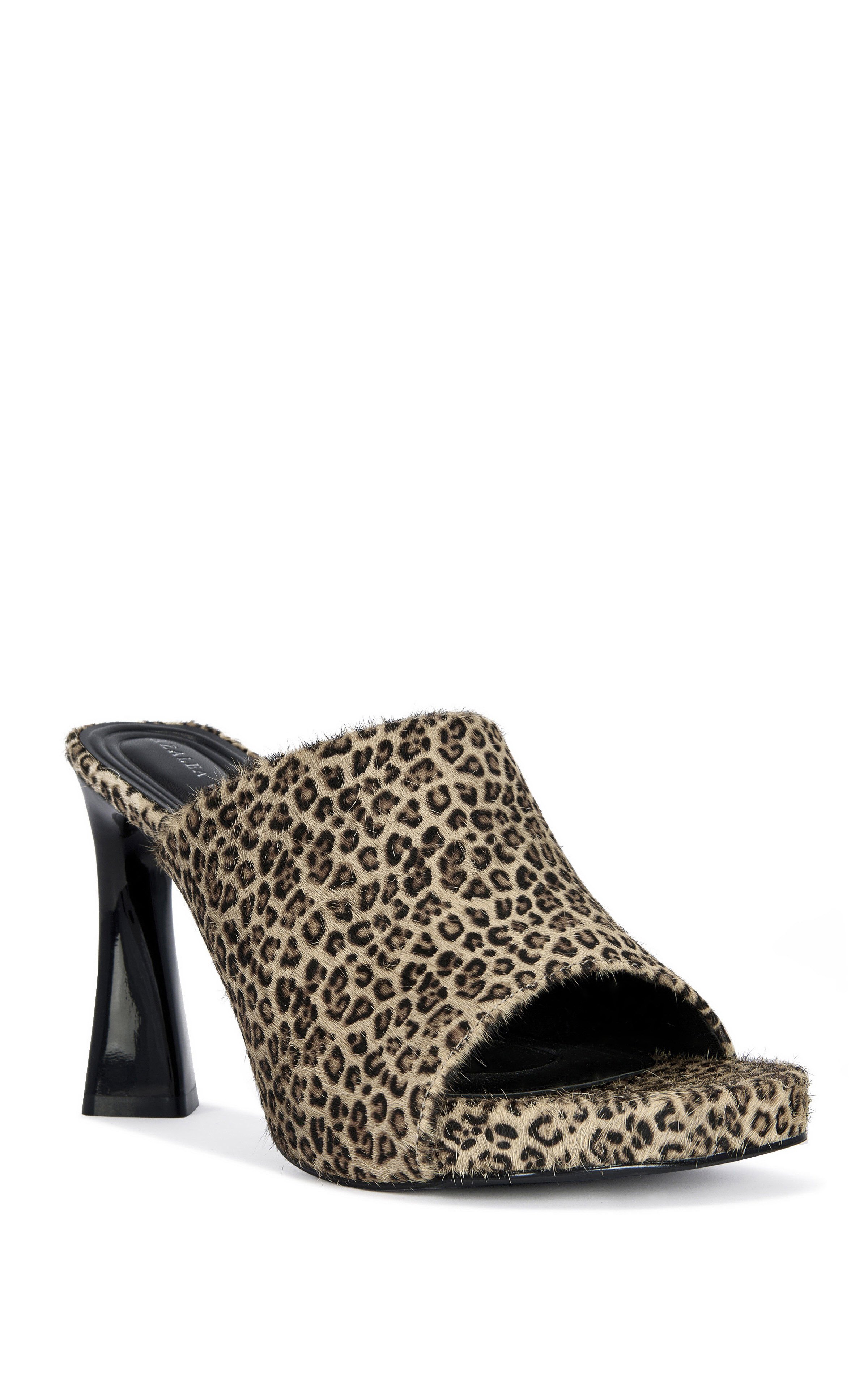 AZALEA WANG Women's Vivara Leopard Calf Hair Heeled Sandals