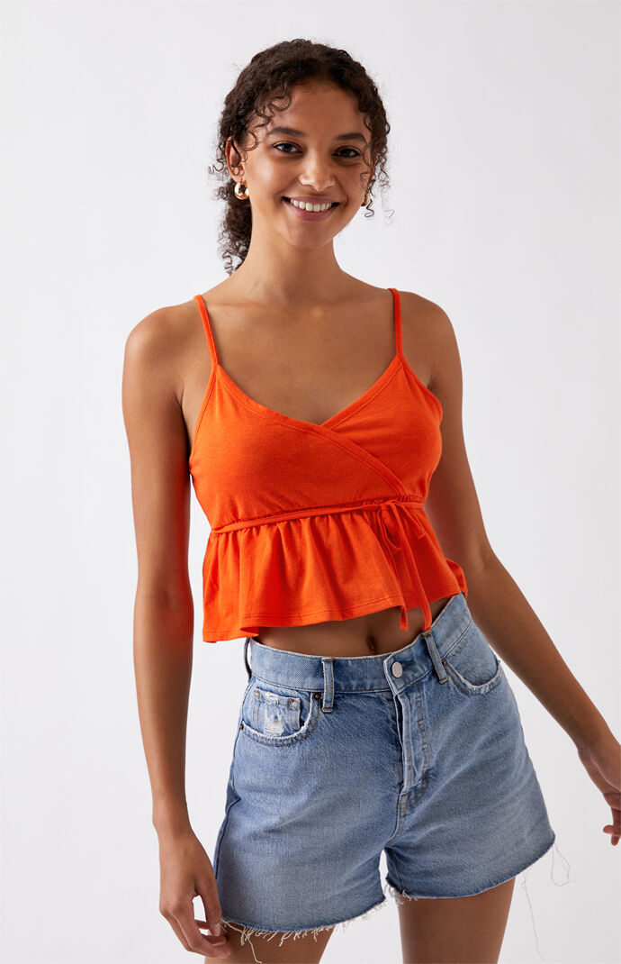 Surplice Peplum Tank Top