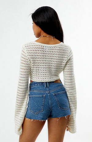 Laguna Crochet Tie Front Long Sleeve Top image number 5