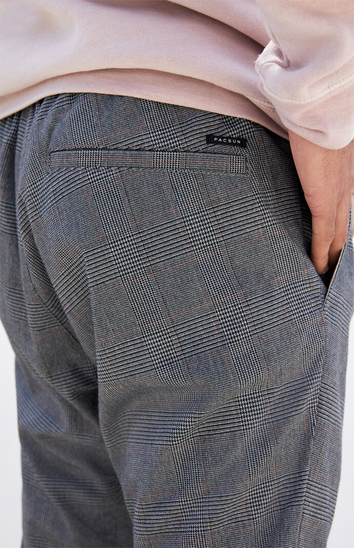 Gray Plaid Menswear Slim Fit Pants