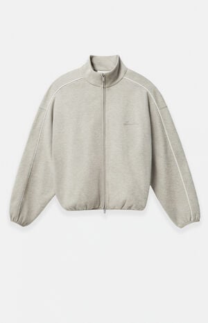 Heather Stone & Cloud White Modern Fleece Track Jacket