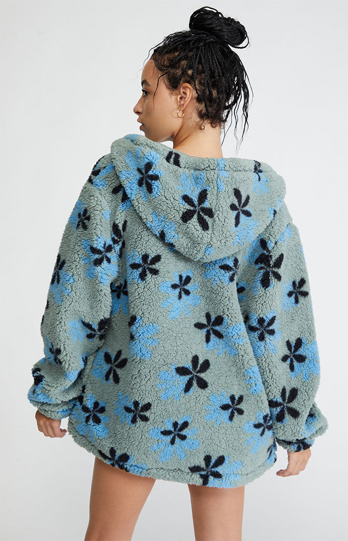 Groovy Floral Full Zip Sherpa Hoodie