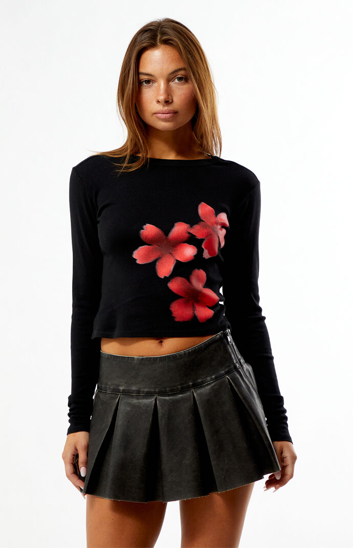 Third Charm Floral Trio Long Sleeve Crop Top | Pacsun