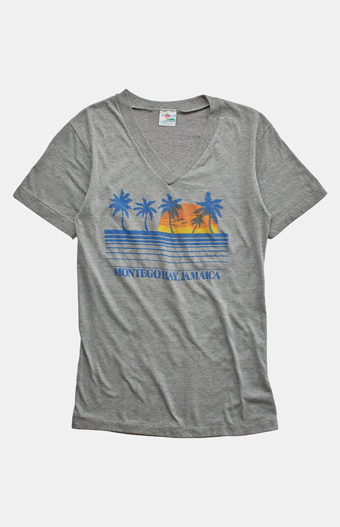 PS VINTAGE '90s Montego Bay, Jamaica V-neck Graphic T-Shirt