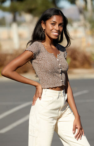 Brown Ruffle Zelly Top image number 1