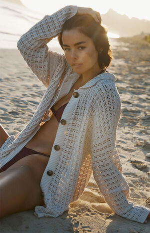 Picnic Collared Crochet Cardigan image number 2