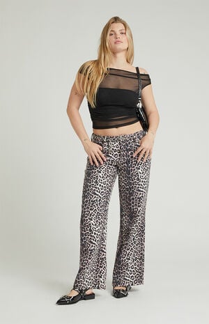 Casey Leopard Low Rise Baggy Jeans