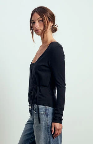 Adelaide Wrap Long Sleeve Sweater image number 4
