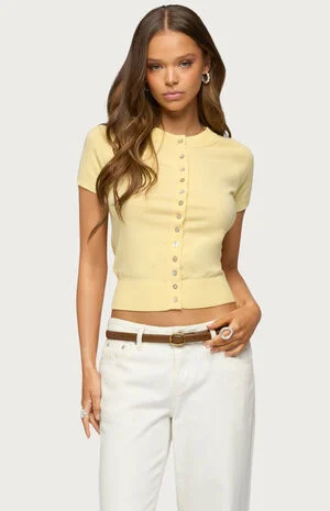 Wilmer Button Up Short Sleeve Knit Top image number 1