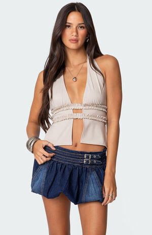 Luma Split Front Backless Halter Top image number 1