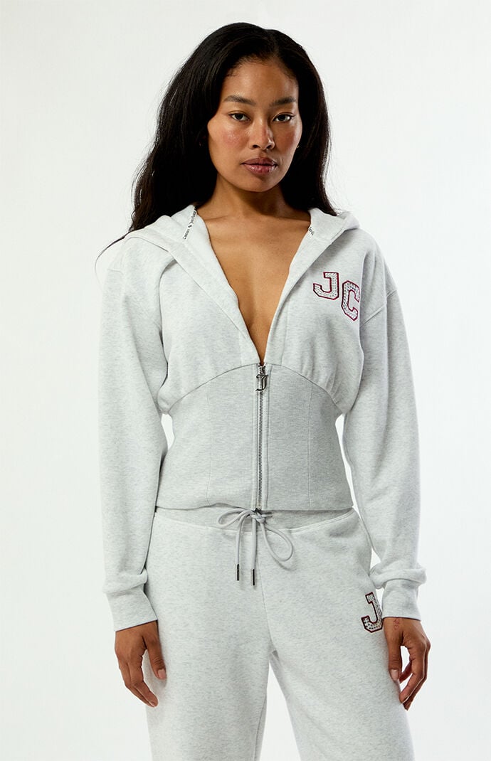 Juicy Couture V-Neck Corset Zip Up Hoodie