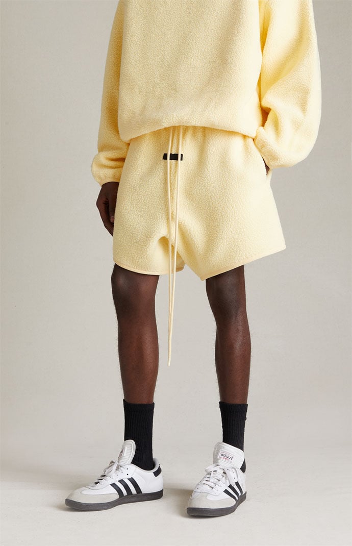 Fear of God ESSENTIALS Garden Yellow Polar Fleece Sweat Shorts