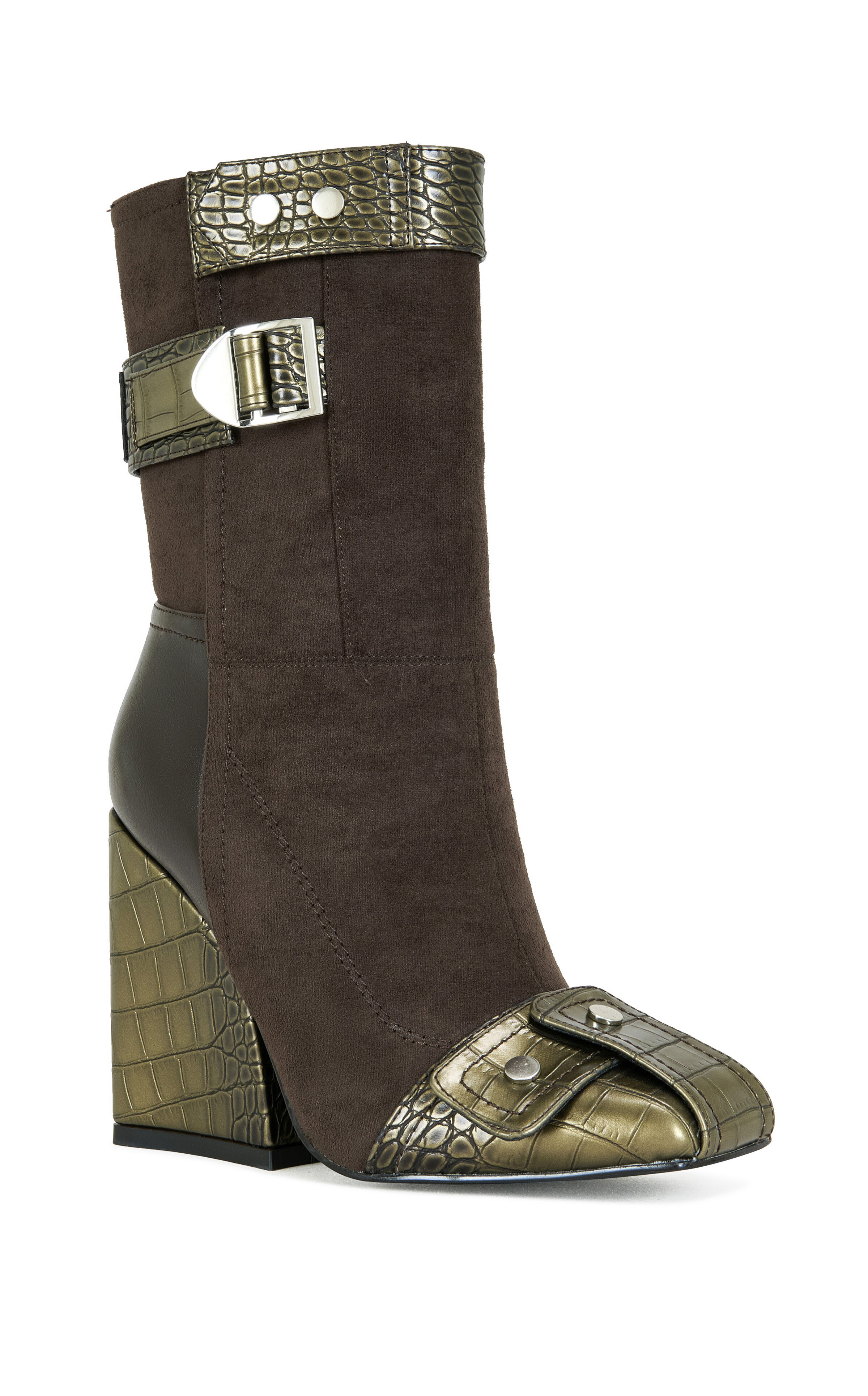 AZALEA WANG Women's Allona Brown Heeled Booties