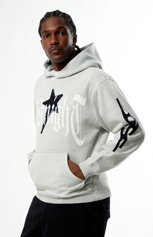 Midnight Raw Applique Rhinestone Hoodie image number 3