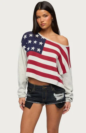 USA Off Shoulder Sweater image number 1
