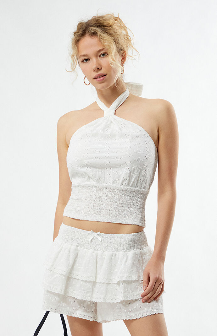 Your Favorite Amelia Eyelet Halter Top | Pacsun