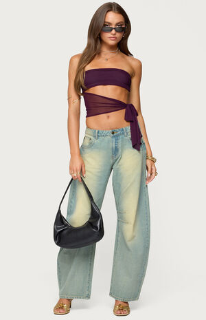 Cayden Low Rise Washed Barrel Jeans image number 5