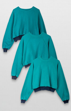 Upcycled Aqua Super Cropped Sweatshirt image number 4