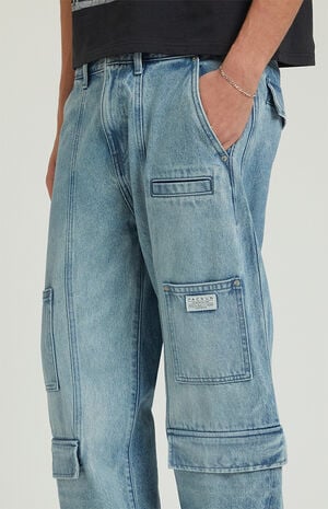 Light Indigo Baggy Carpenter Cargo Jeans image number 2