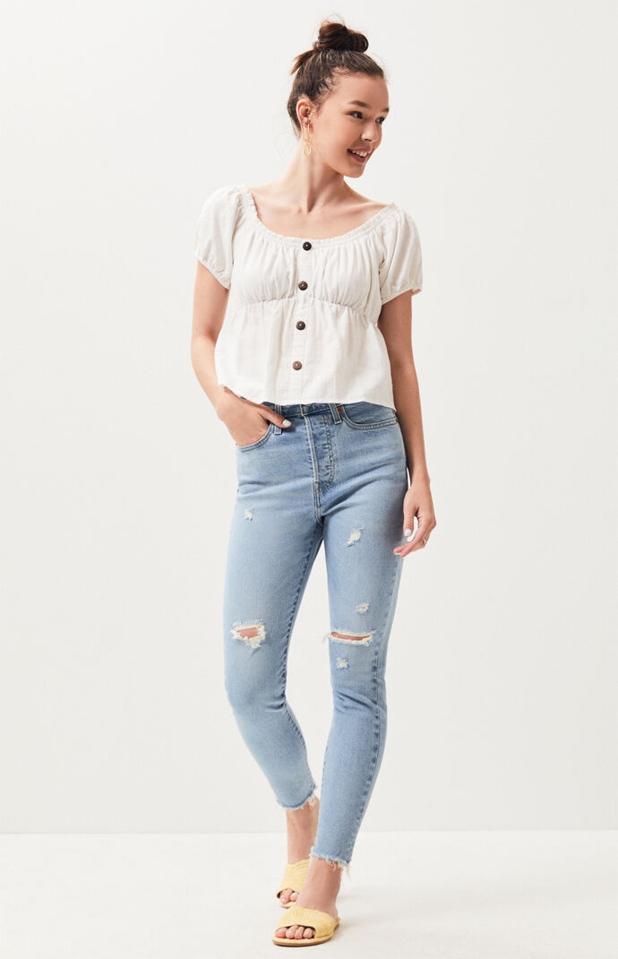 Linen Puff Top