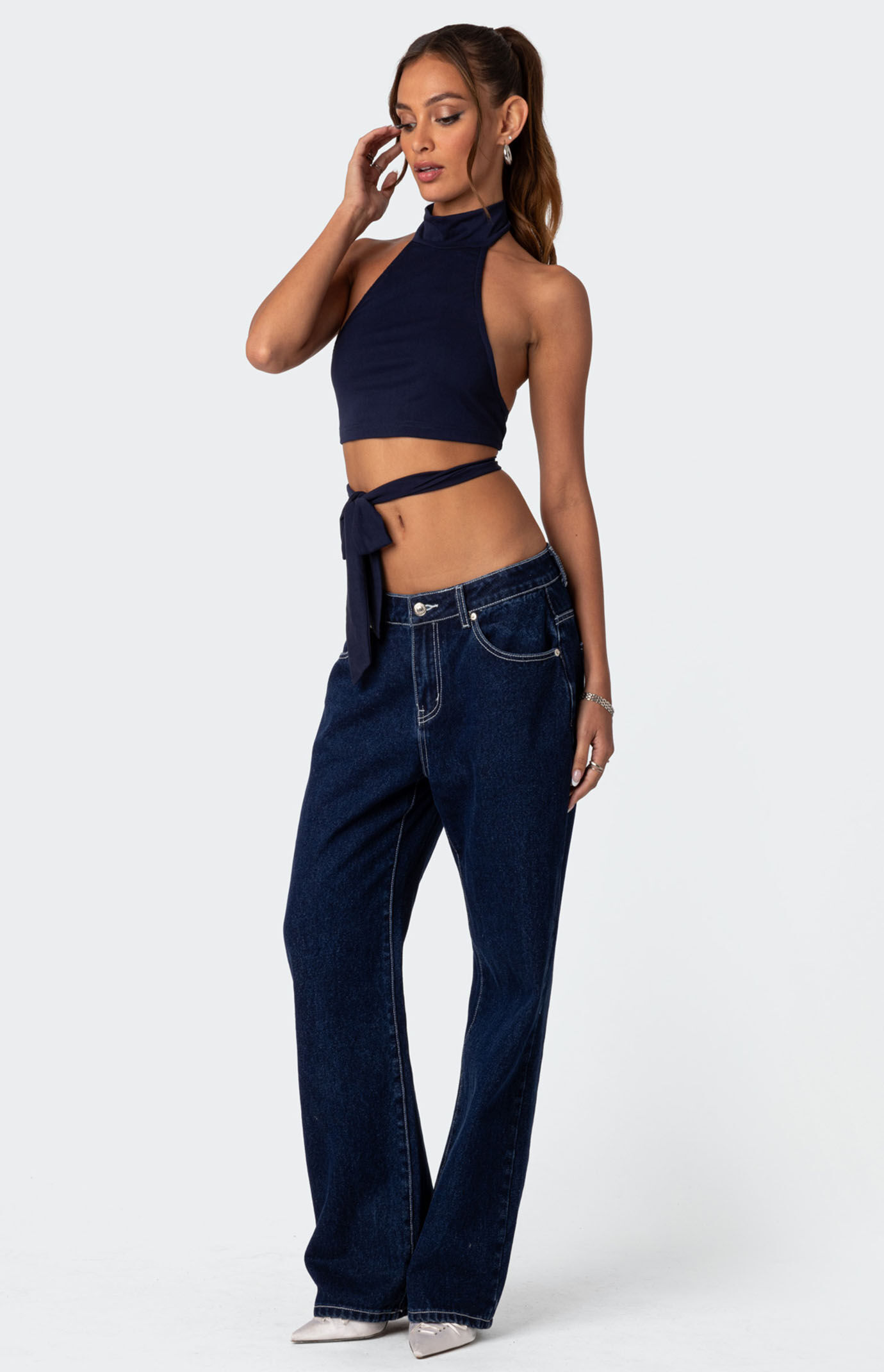 Edikted Hamlin Wrap Tie Crop Top