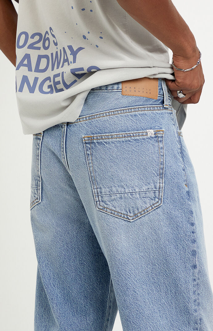 Pacsun Logan Relaxed Straight Jeans Light Blue | Pacsun