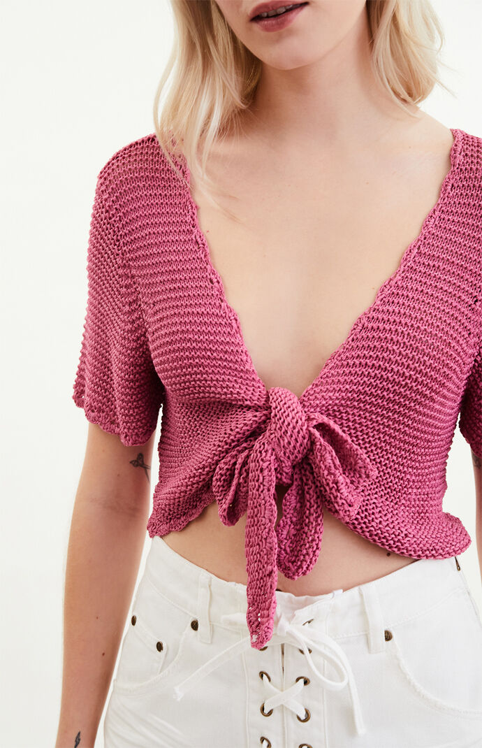 Tie front knit clearance