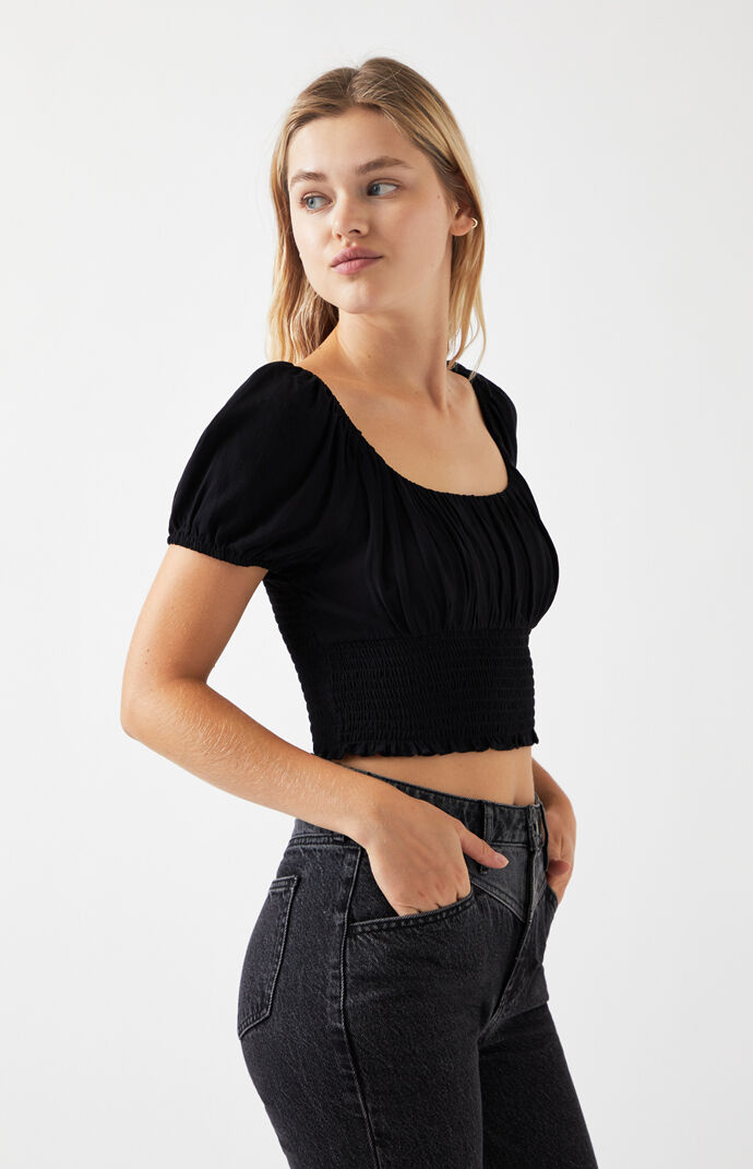 Short Sleeve Smocked Bodice Top