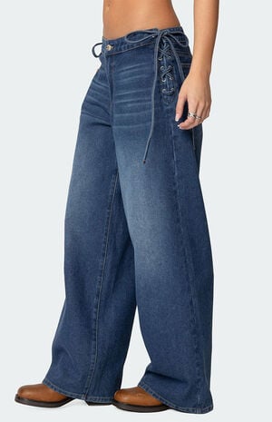 Katt Lace Up Baggy Jeans image number 4