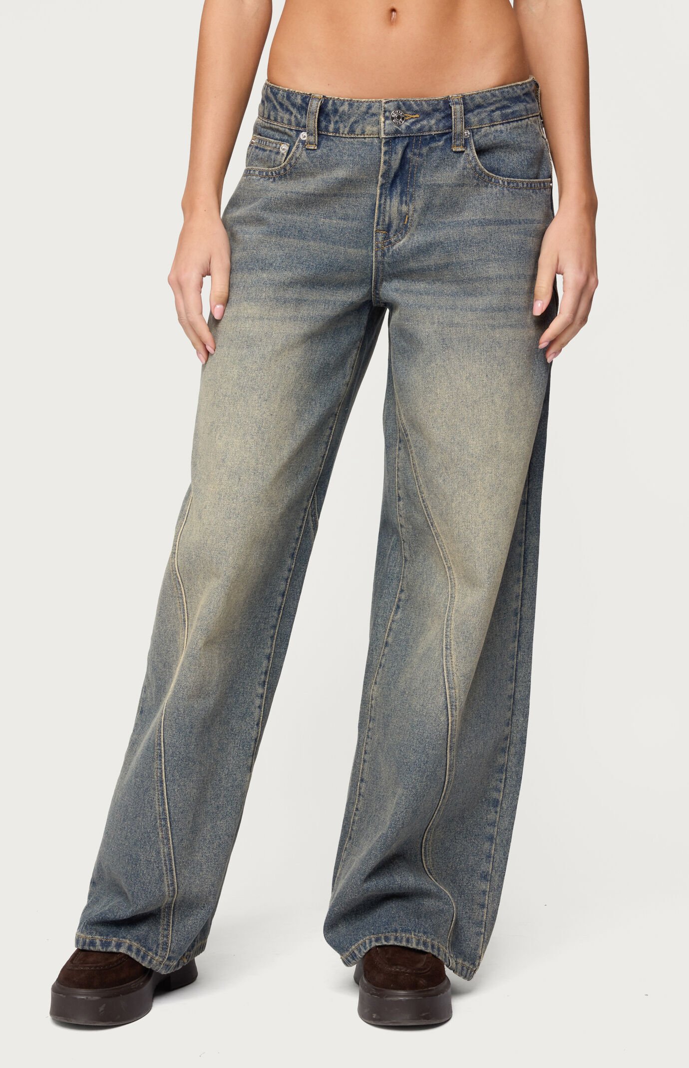 Edikted Vintage Washed Low Rise Baggy Jeans