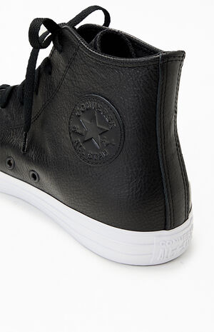 Chuck Taylor Black All Star Leather High Top Shoes image number 7