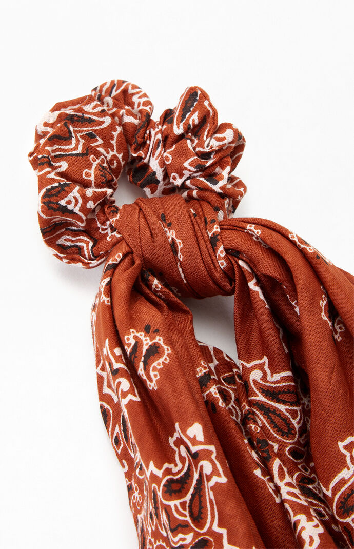 Brown Bandana Print Flowy Scrunchie
