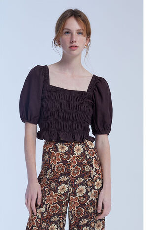 Brown Bronte Smocked Top image number 1
