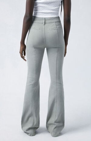 Army Green High Waisted Flare Pants image number 4