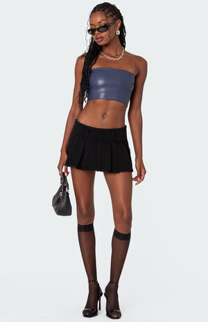 Mazie Faux Leather Bandeau Top image number 2
