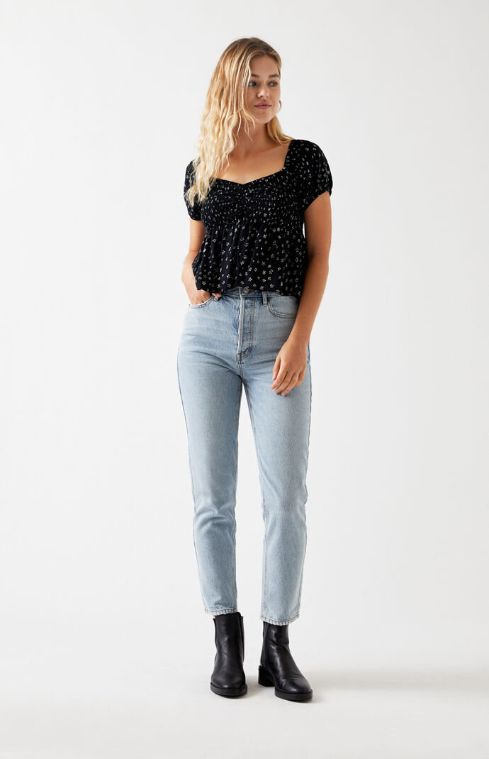 Cinch Smocked Babydoll Top