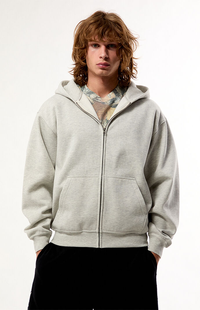Pacsun Heather Grey Snow Wash Full Zip Hoodie