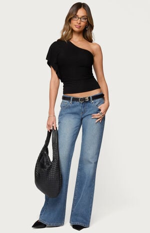 Asymmetric Striped One Shoulder Top image number 5