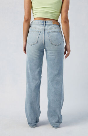 Eco Light Indigo Ripped Millie Mid Rise '90s Boyfriend Jeans image number 4