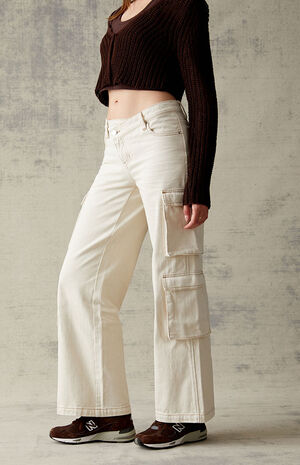 Bone Asymmetrical '90s Baggy Cargo Pants image number 3