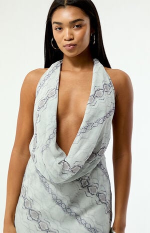 Jade Snake Print Cowl Mini Dress image number 5