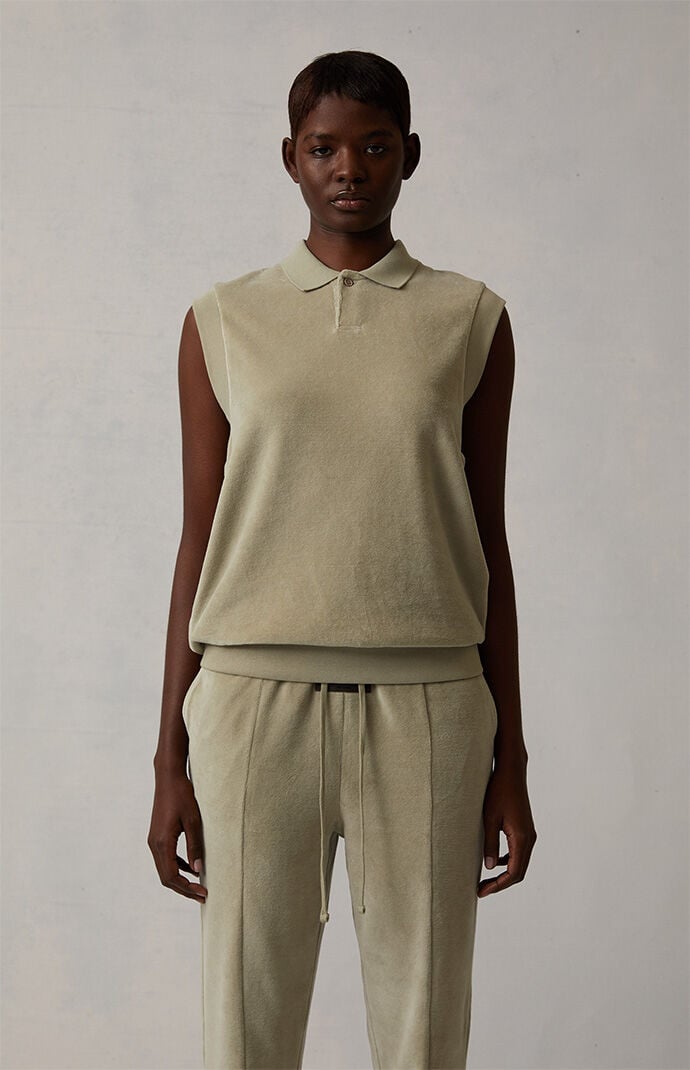 Essentials Fear of God Women's Sea Foam Velour Sleeveless Sweatshirt - Size Xs