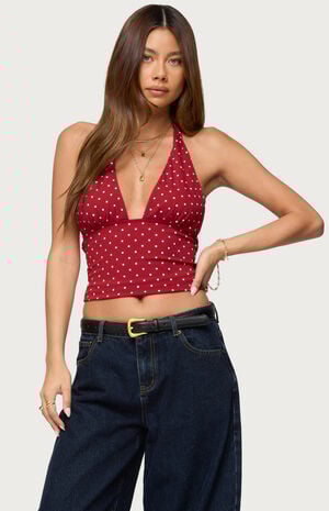Blaire Polka Dot Halter Top image number 1