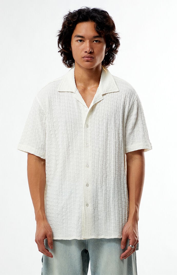 Pacsun Cream Pointelle Camp Shirt