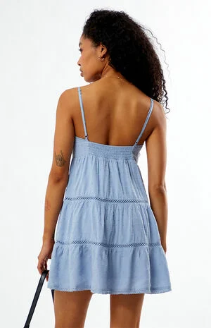 Tiered V-Neck Mini Dress image number 6