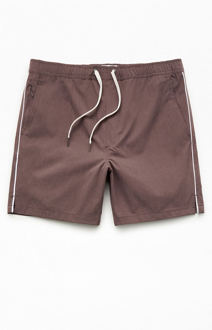 Pacsun Brown Stretch Chambray 6" Swim Trunks