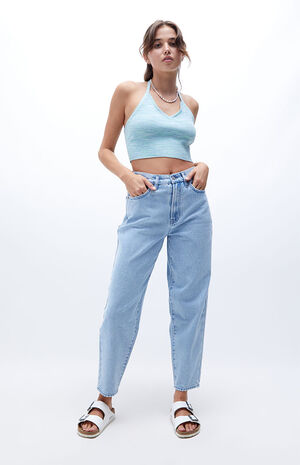 Light Blue High Waisted Balloon Jeans image number 1