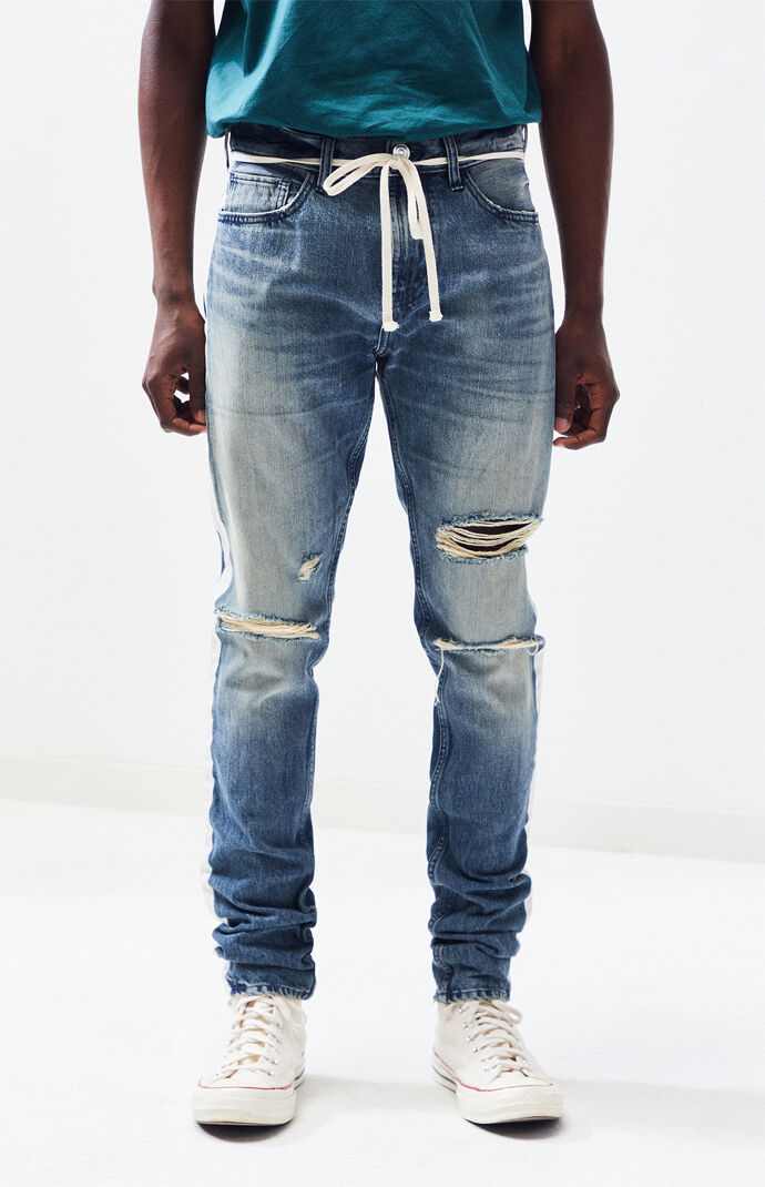 skinny jeans with stripe down the side mens