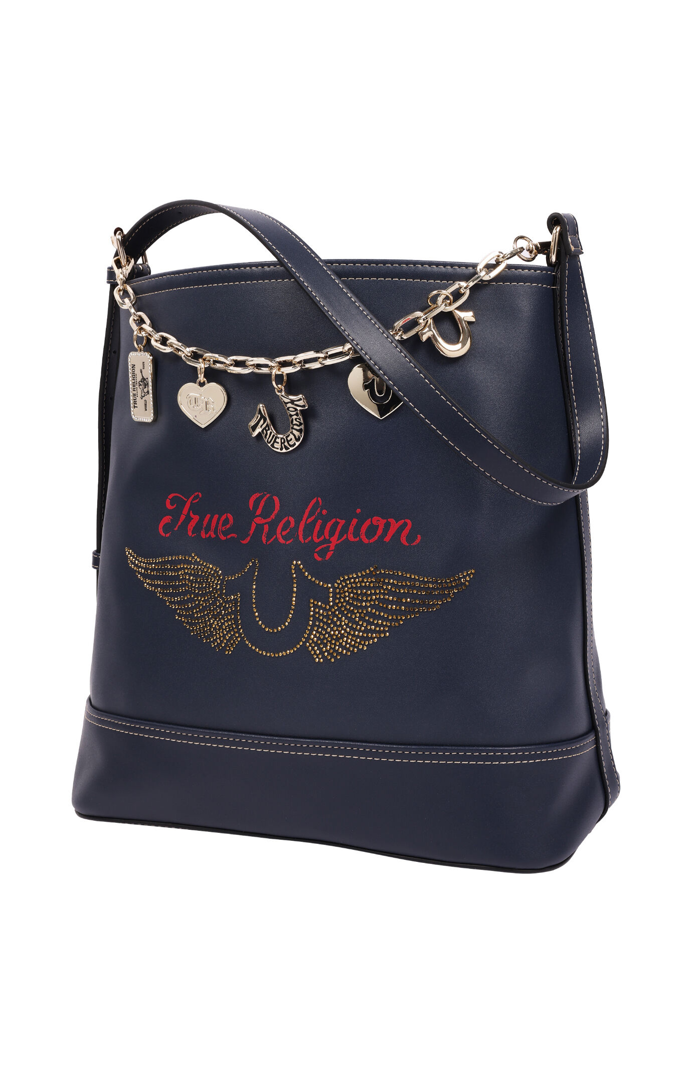 True Religion Chain Moto Faux Leather Bucket Bag | Pacsun